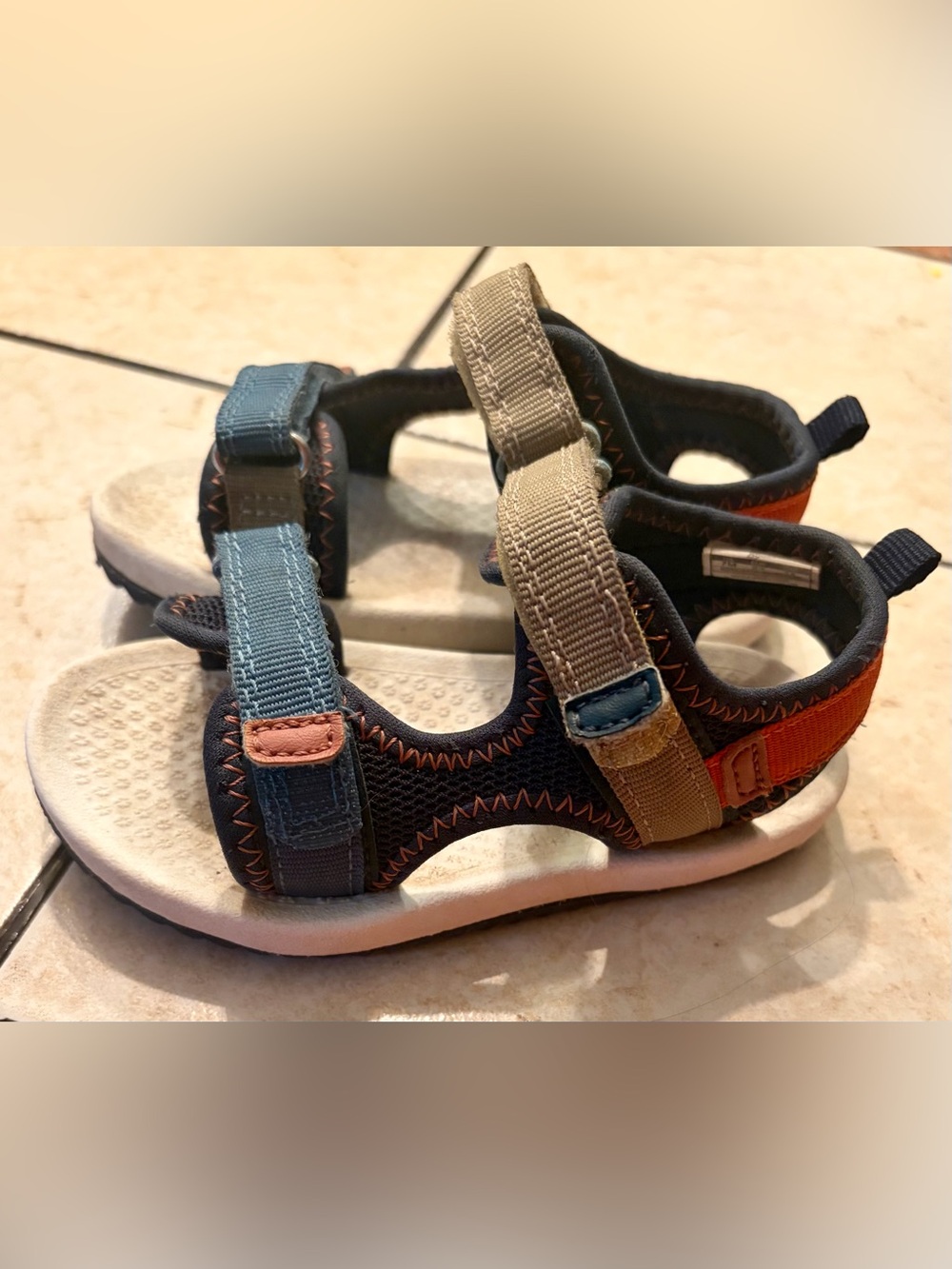 Toddler Boy’s Osh Kosh Multi-Color Outdoor Sport Sandals Navy, Orange& Tan Sz 7c